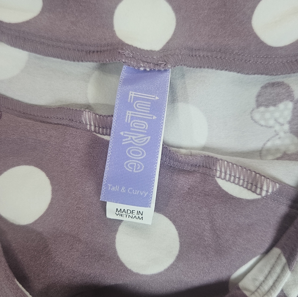 LuLaRoe Leggings Womens 30 TC Purple Minnie Mouse Polka Dot Super Soft Yoga Pant - Picture 6 of 8